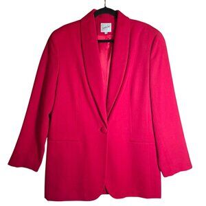 Vintage Jacqueline Ferrar Red Wool Blazer Size 12 Single-Button Womens Jacket Ma